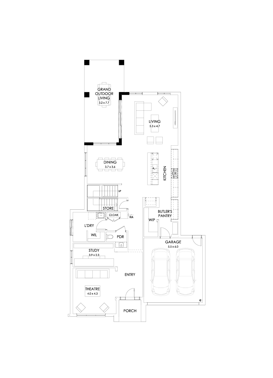 41 Ground Floor Floorplan (Grand outdoor living - Flipped)