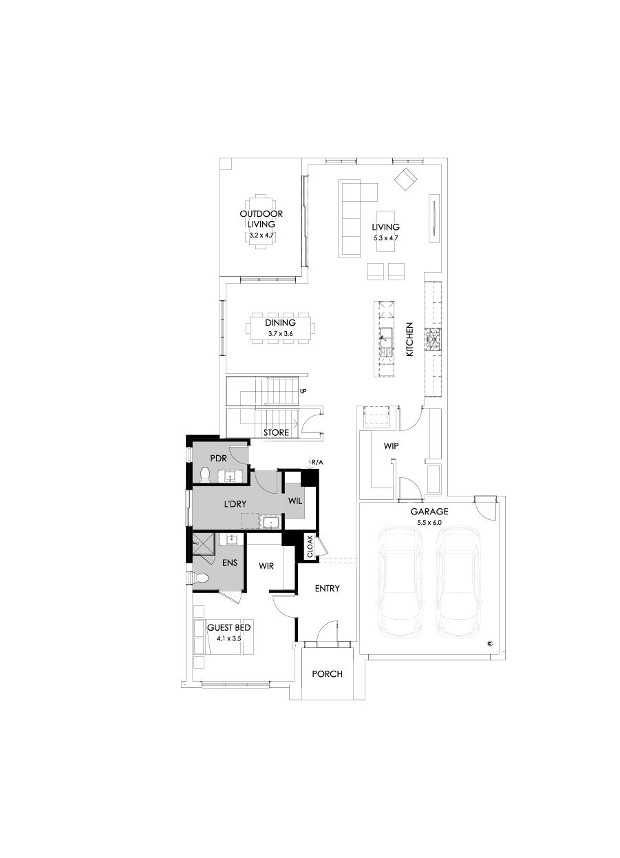 41 Ground Floor Floorplan (Guest bedroom - Flipped)