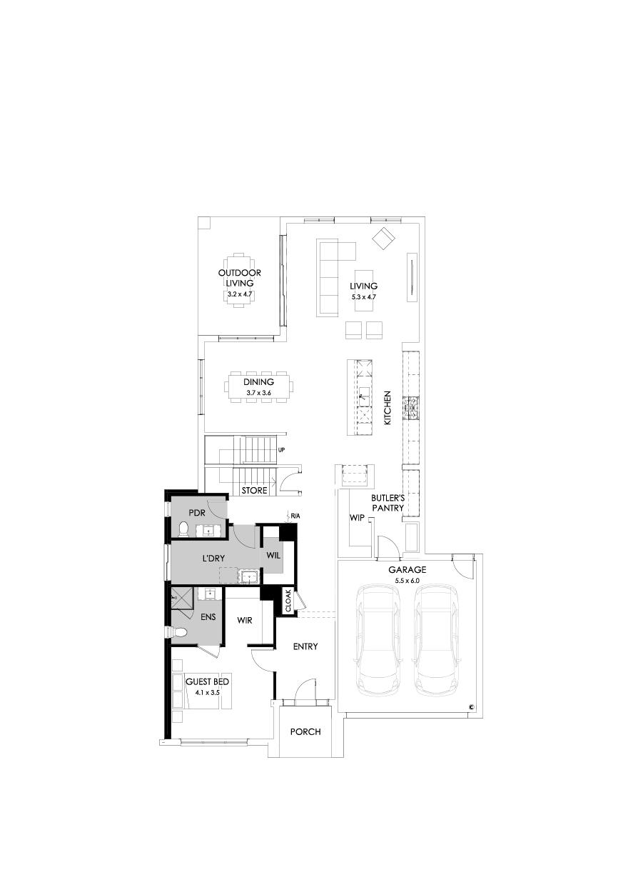 41 Ground Floor Floorplan (Guest bedroom - Flipped)