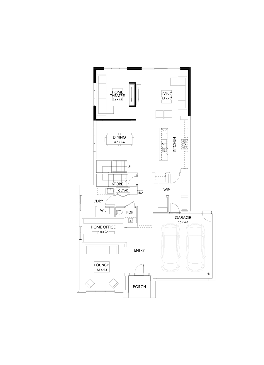 41 Ground Floor Floorplan (Larger living - Flipped)