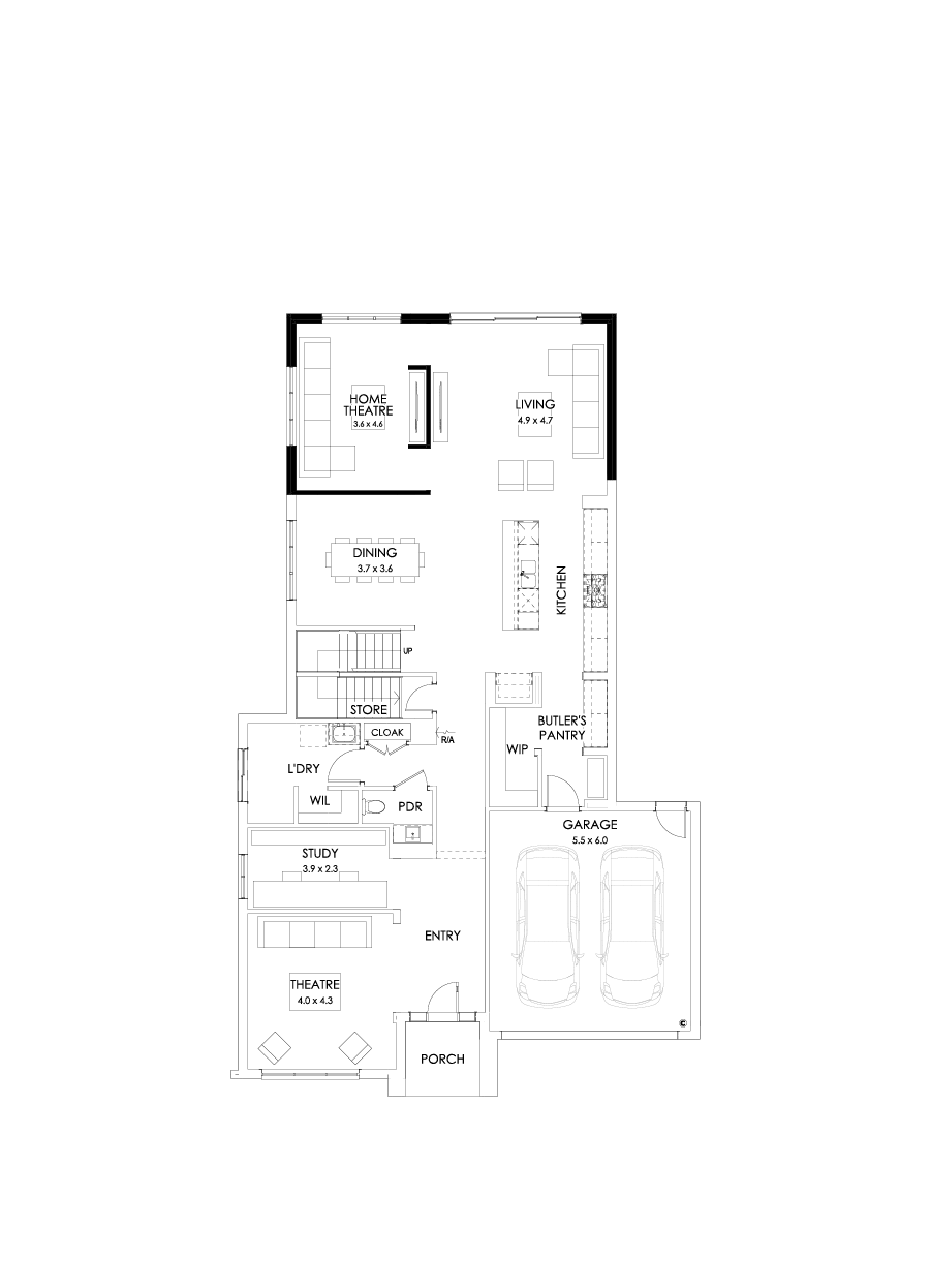 41 Ground Floor Floorplan (Larger living - Flipped)
