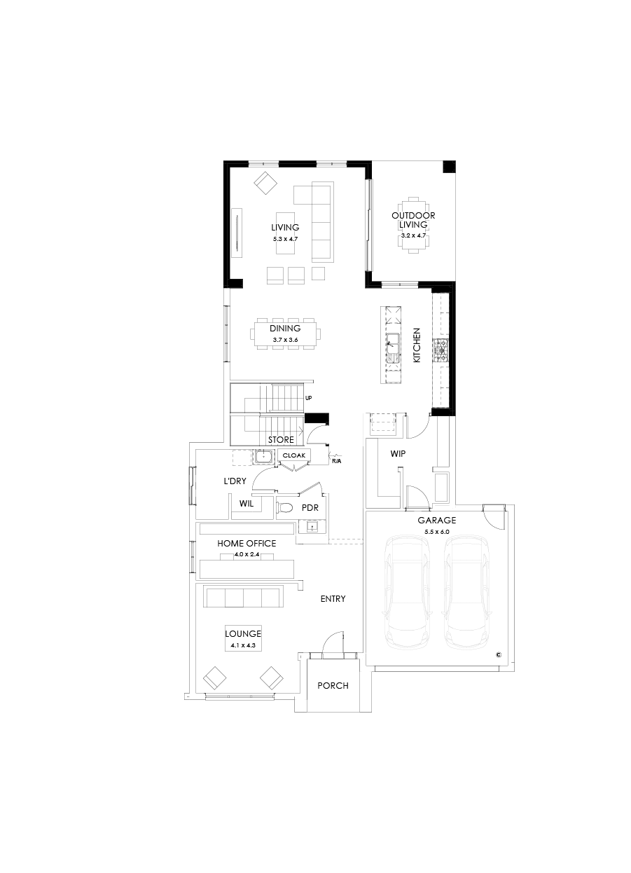 41 Ground Floor Floorplan (Rear flip - Flipped)