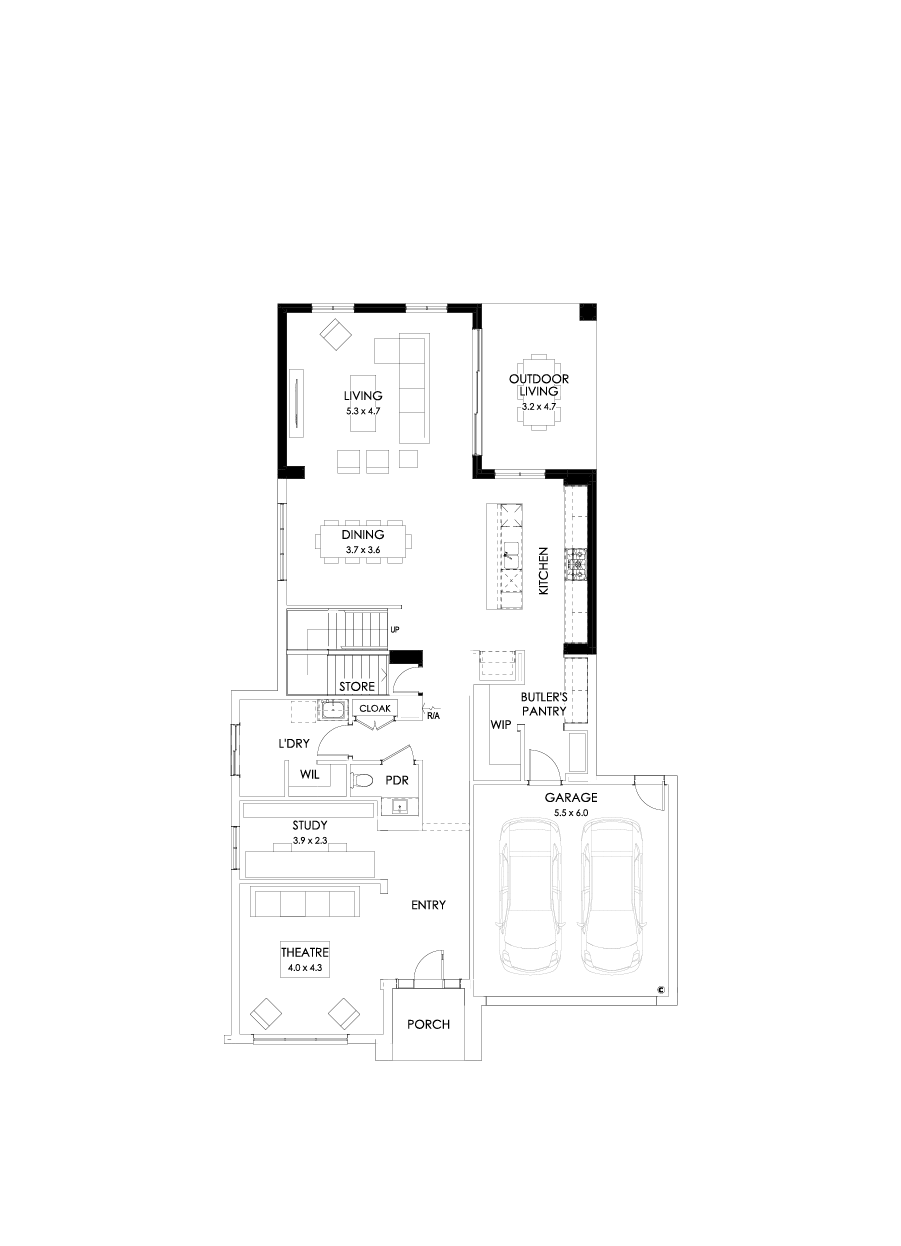 41 Ground Floor Floorplan (Rear flip - Flipped)