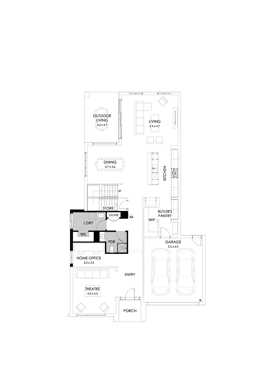 41 Ground Floor Floorplan (Shower to powder - Flipped)