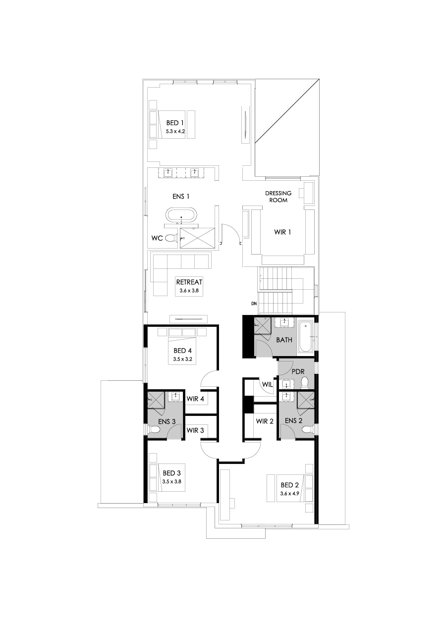 45 First Floor Floorplan (Additional ensuite)