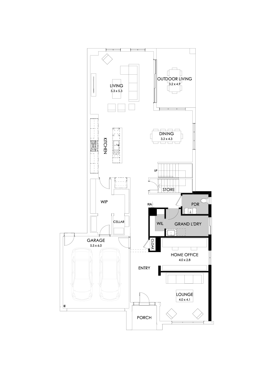 45 Ground Floor Floorplan (Grand laundry)
