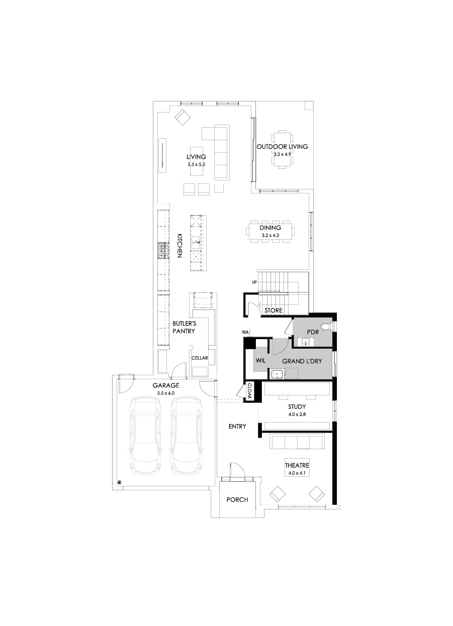 45 Ground Floor Floorplan (Grand laundry)