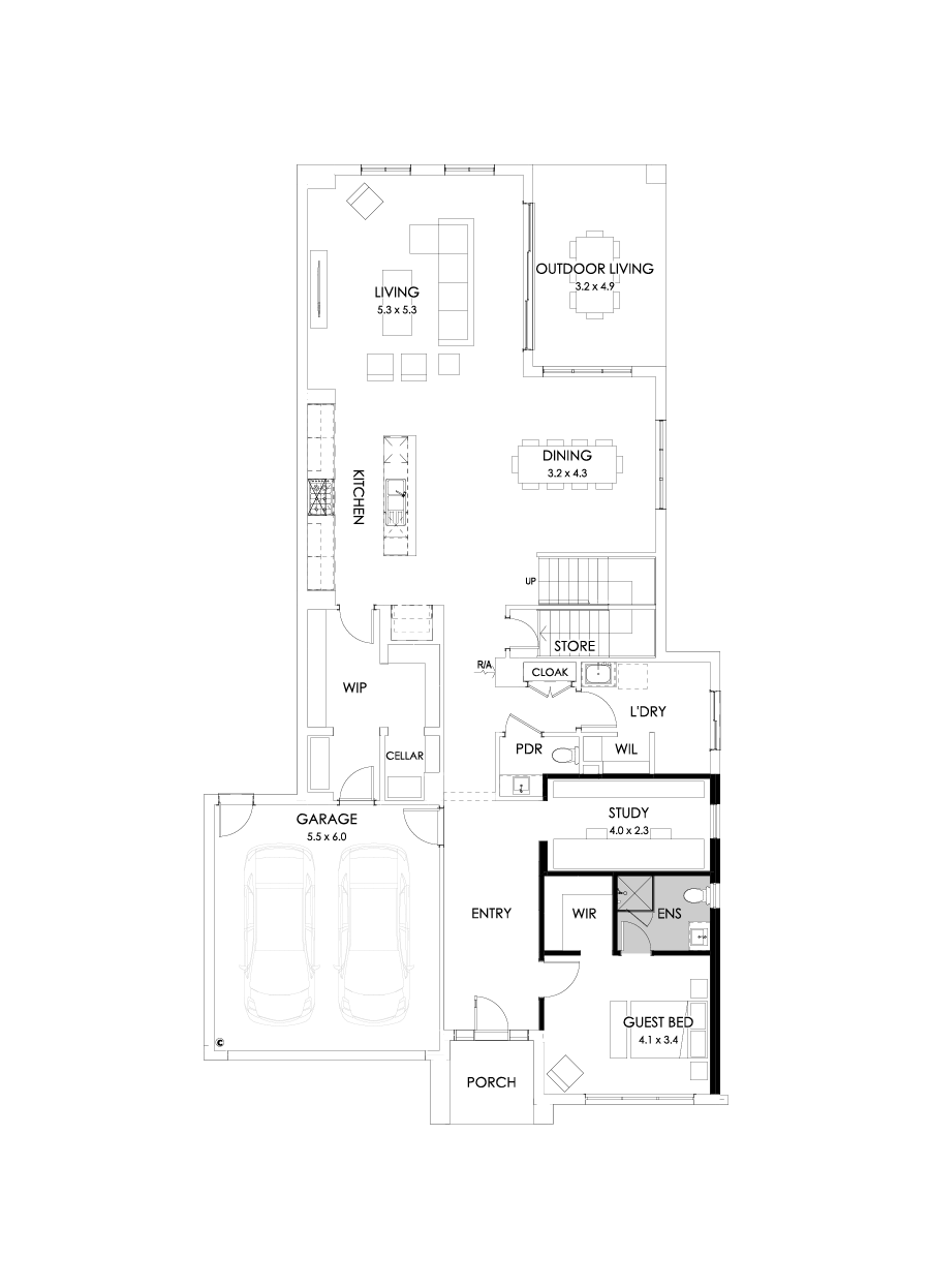 45 Ground Floor Floorplan (Guest bedroom)