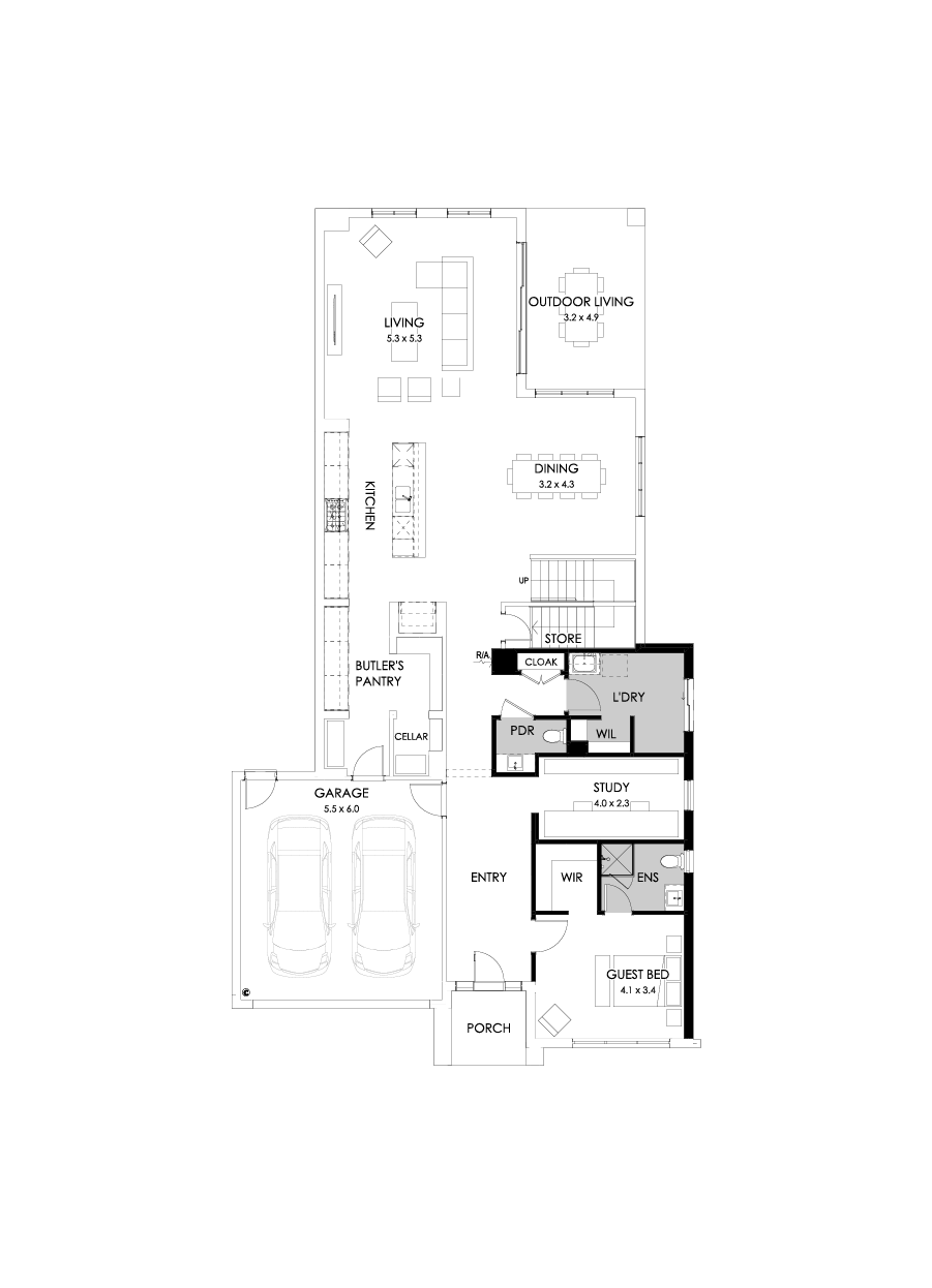 45 Ground Floor Floorplan (Guest bedroom)
