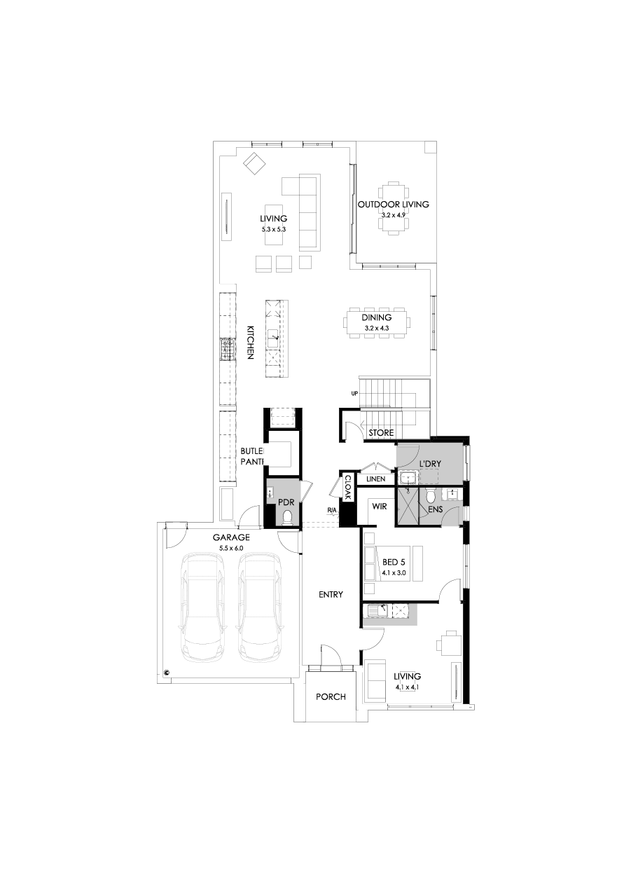 45 Ground Floor Floorplan (Guest wing)