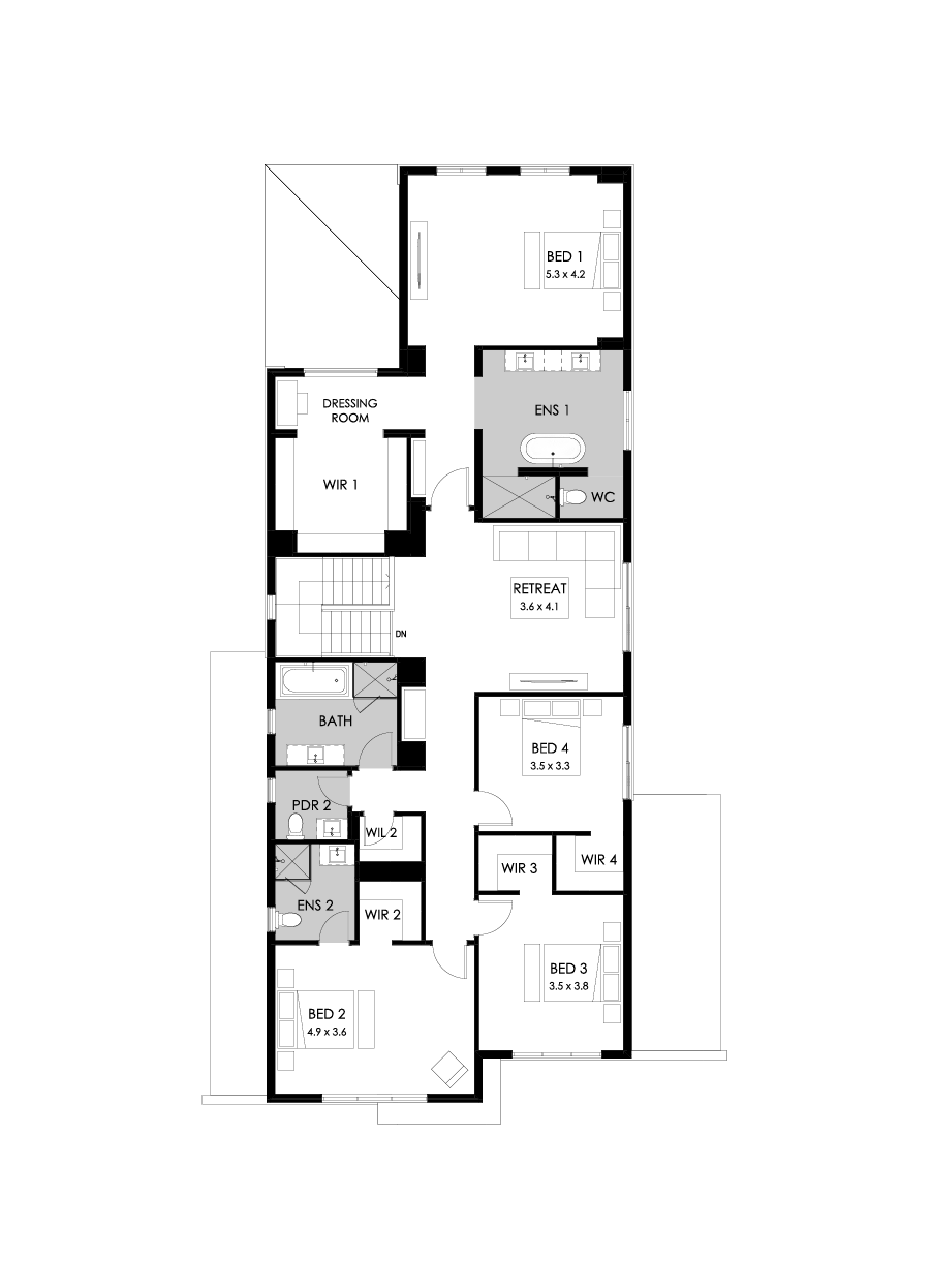 45 First Floor Floorplan (Standard - Flipped)