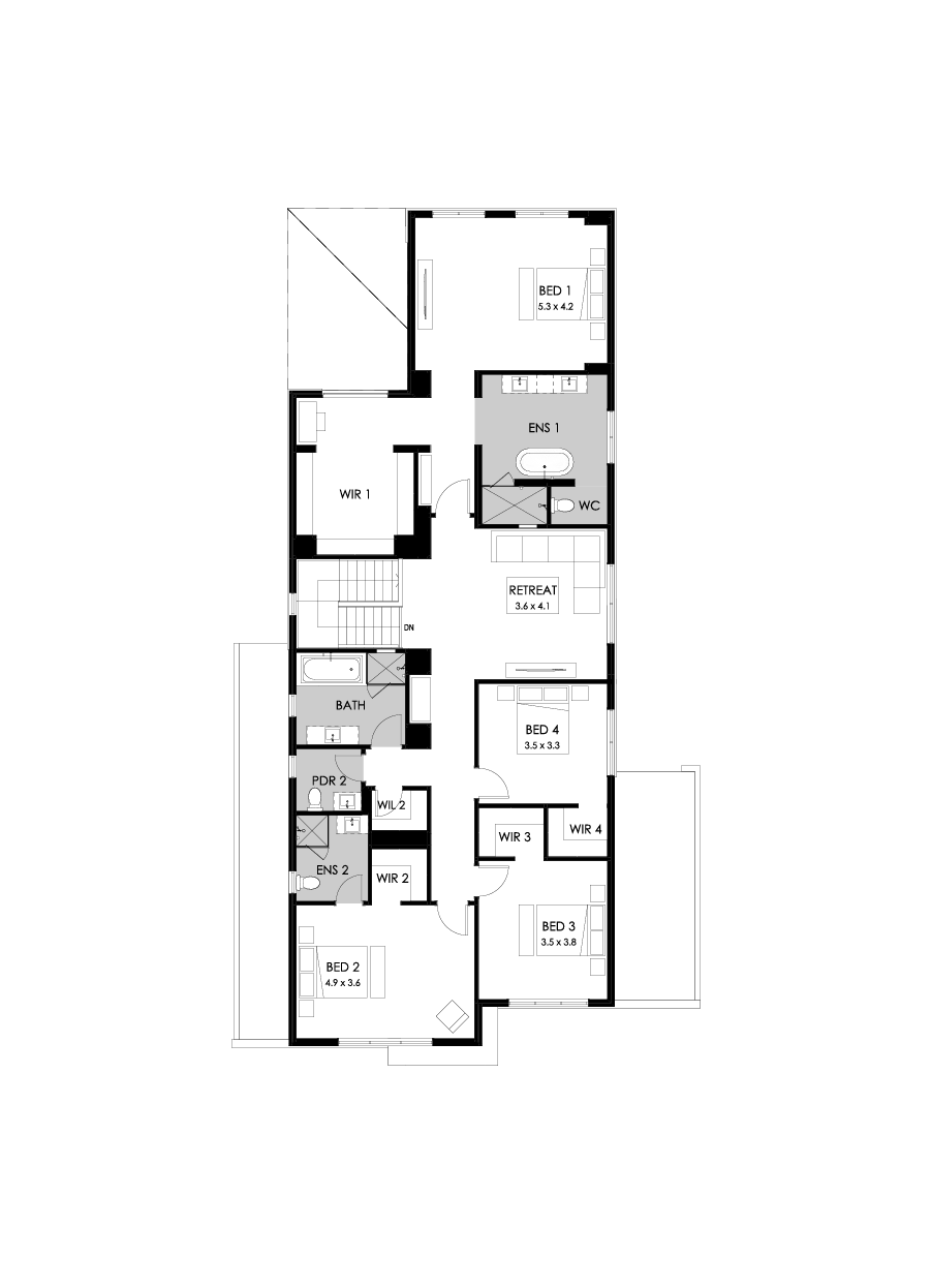 45 First Floor Floorplan (Standard - Flipped)