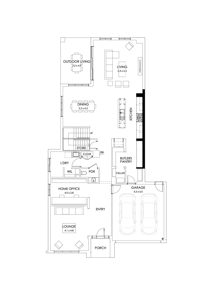 45 Ground Floor Floorplan (Butler's pantry - Flipped)