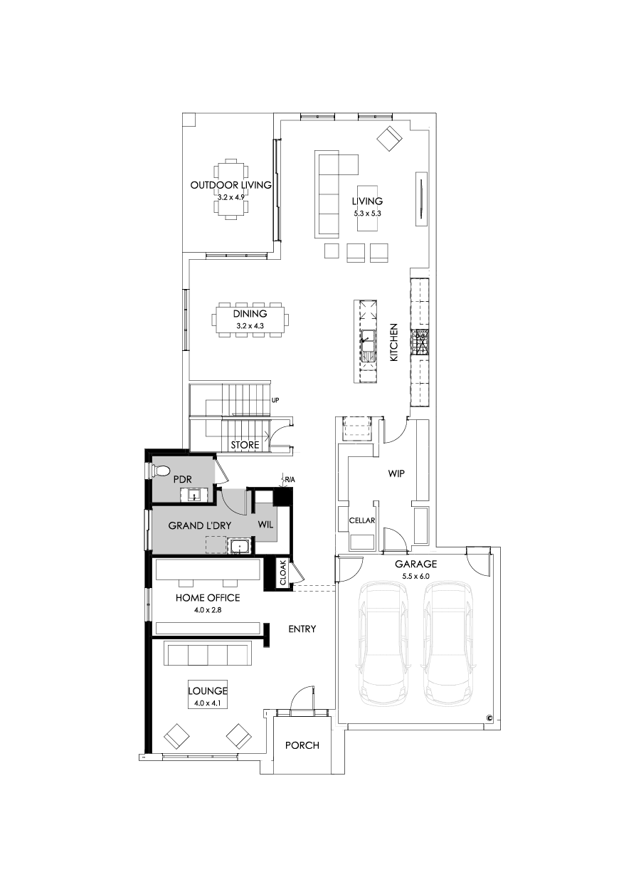 45 Ground Floor Floorplan (Grand laundry - Flipped)