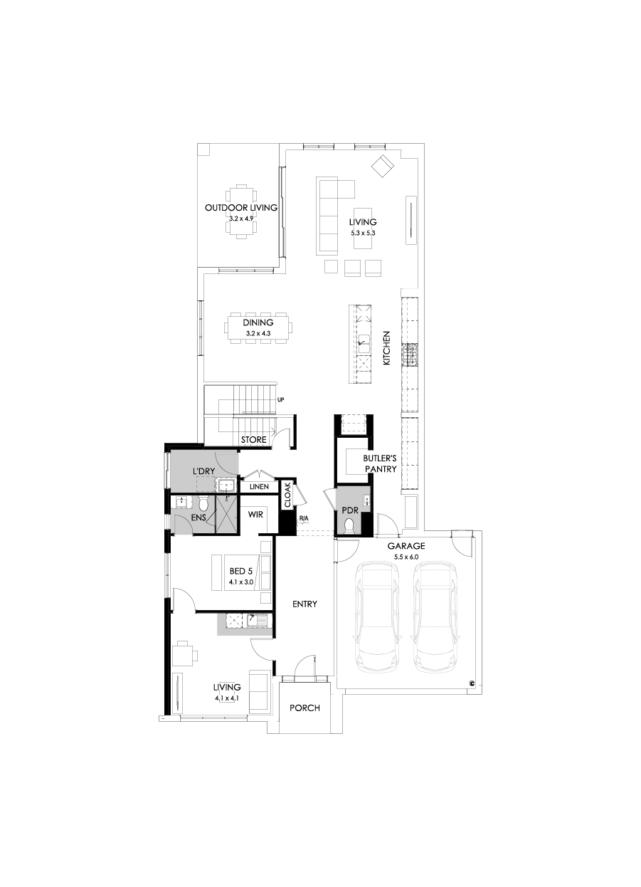 45 Ground Floor Floorplan (Guest wing - Flipped)