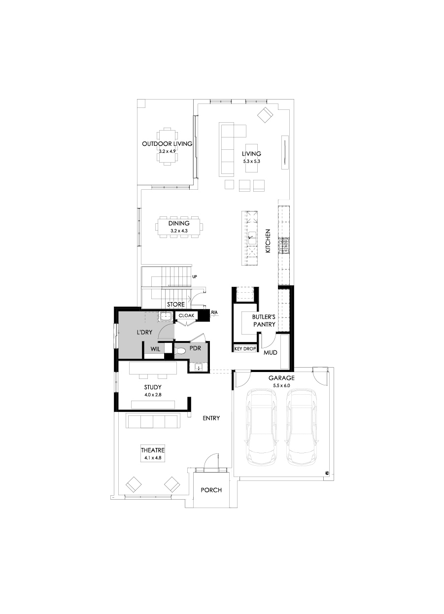 45 Ground Floor Floorplan (Mudroom - Flipped)