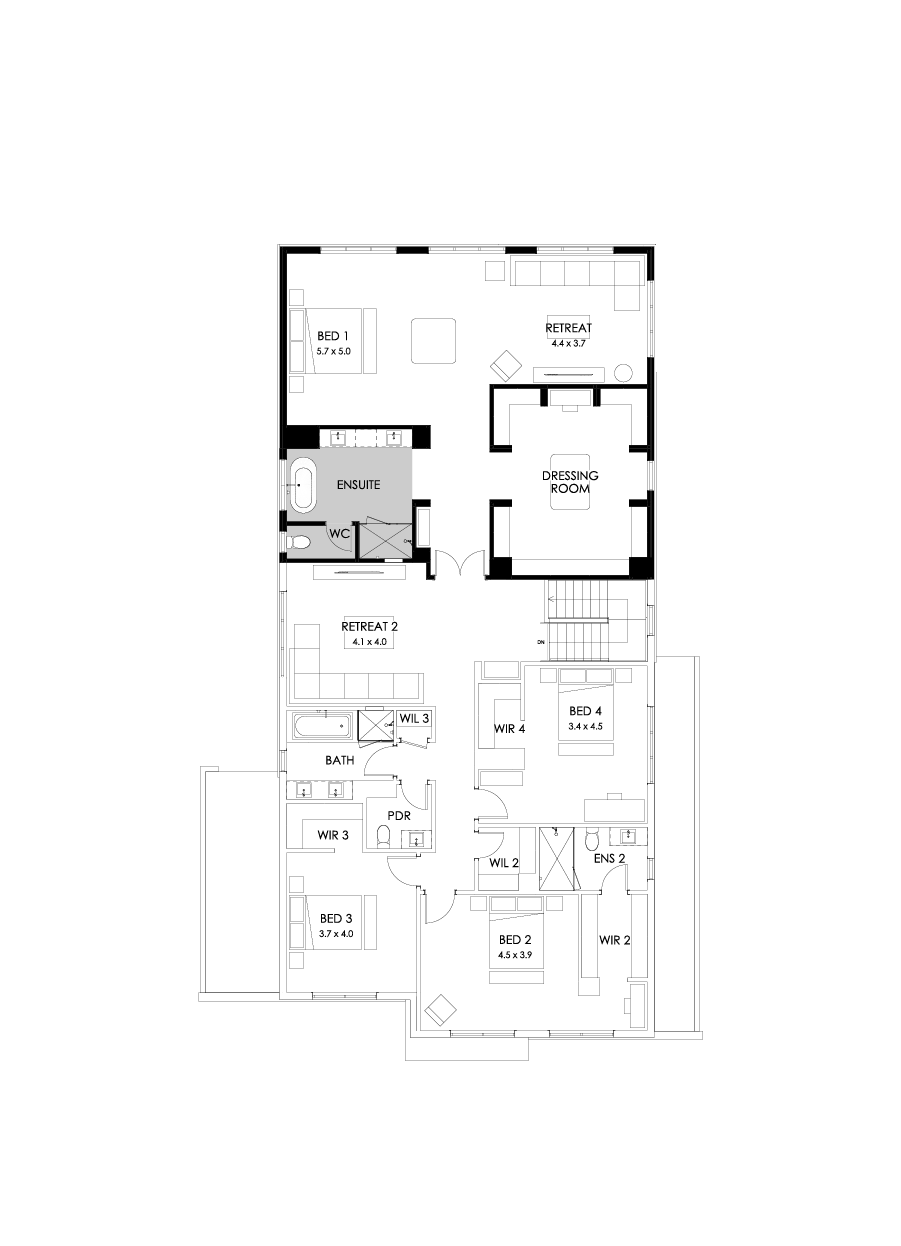 52 First Floor Floorplan (Alternate bed 1)