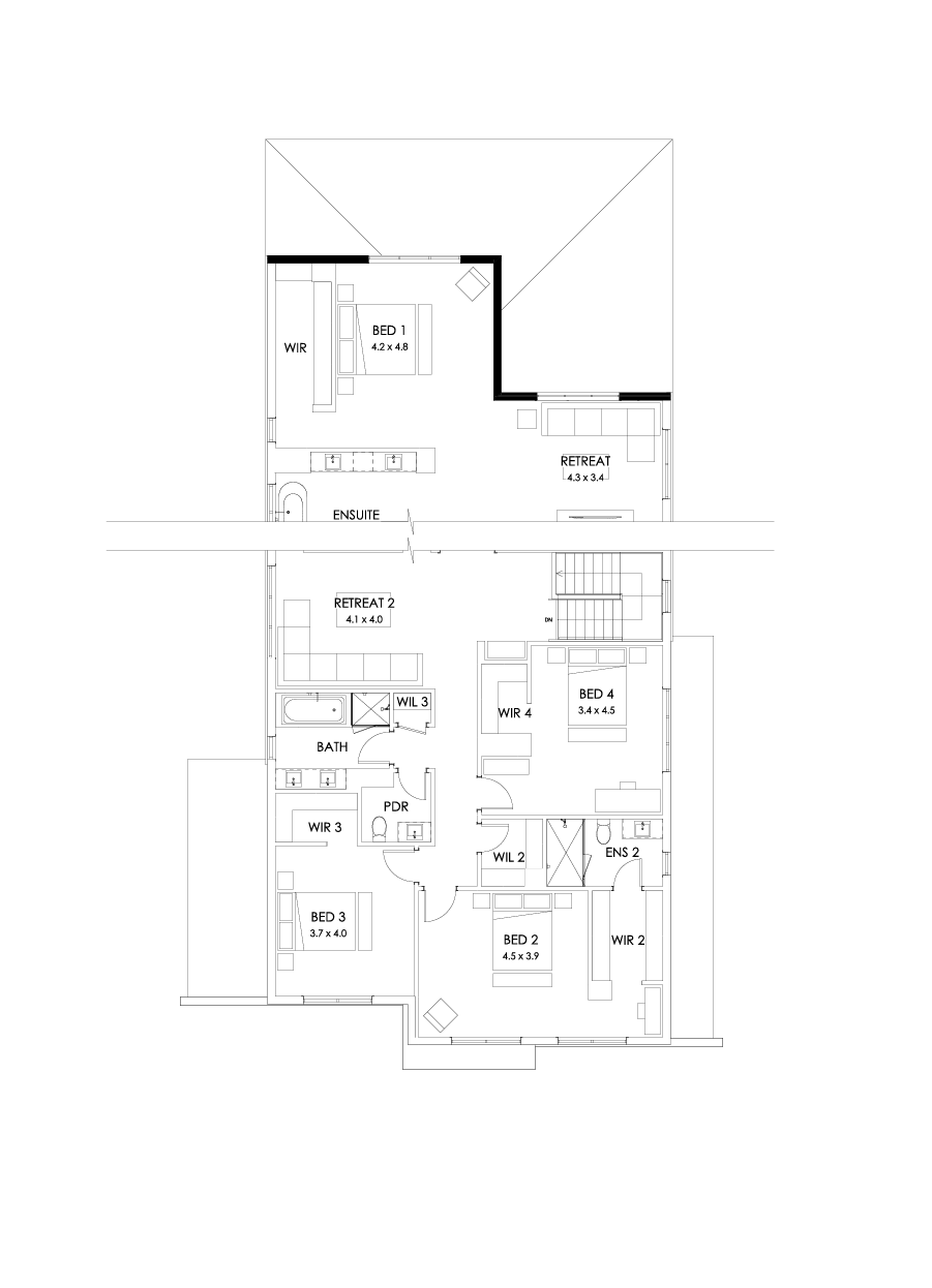 52 First Floor Floorplan (Full width outdoor living)