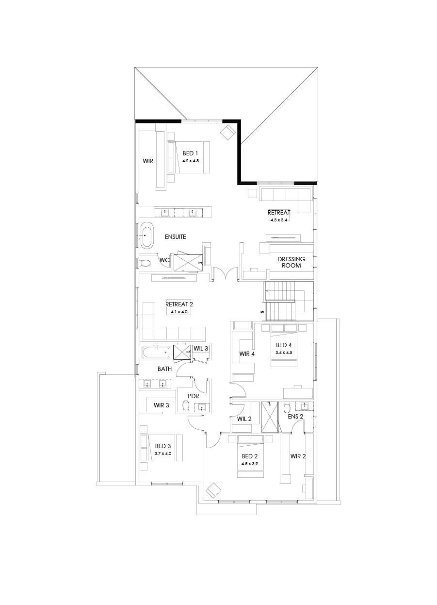 52 First Floor Floorplan (Full width outdoor living)