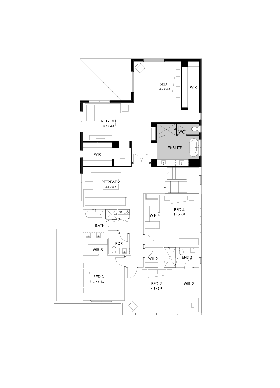 52 First Floor Floorplan (Rear flip)