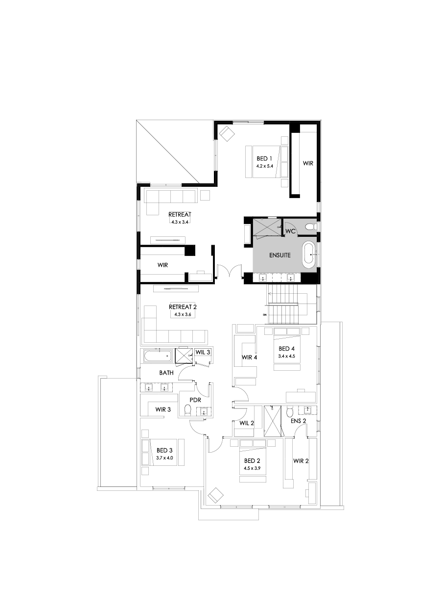 52 First Floor Floorplan (Rear flip)