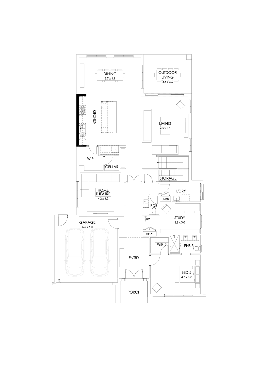 52 Ground Floor Floorplan (Alternate kitchen)