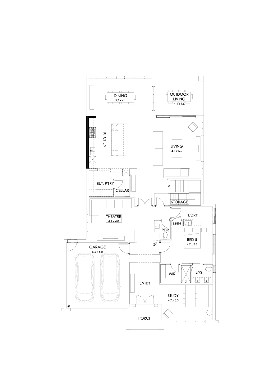 52 Ground Floor Floorplan (Alternate kitchen)