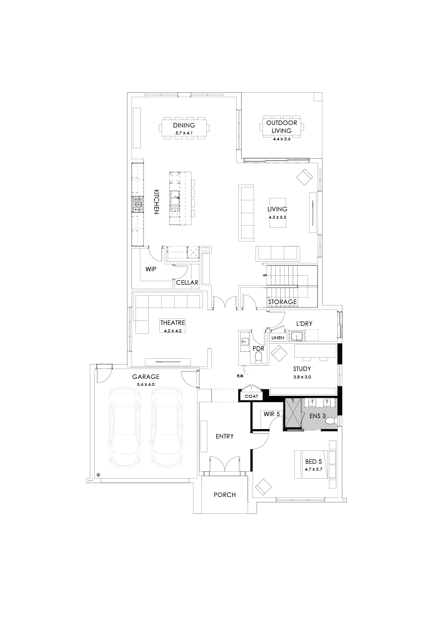 52 Ground Floor Floorplan (Alternate study)