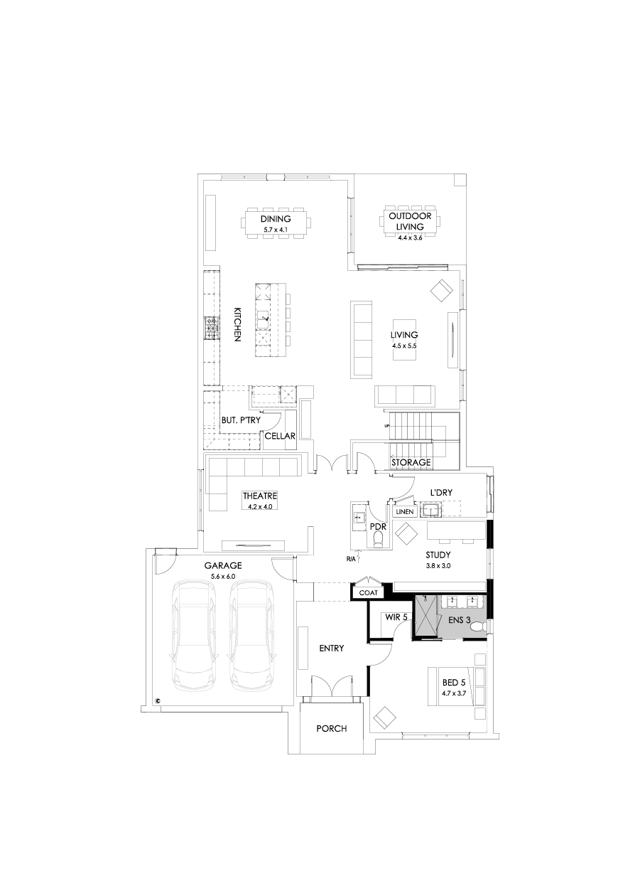 52 Ground Floor Floorplan (Alternate study)