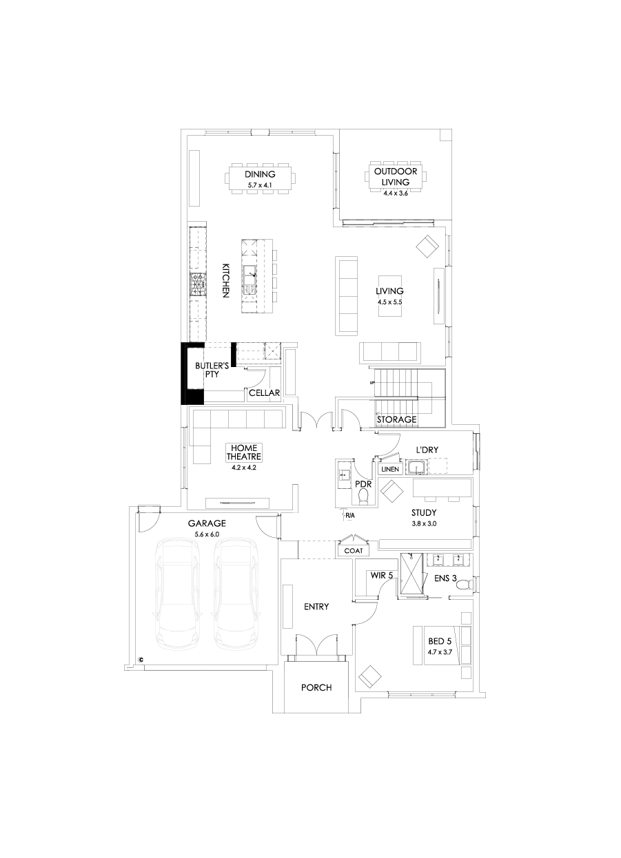 52 Ground Floor Floorplan (Butler's pantry - Included)