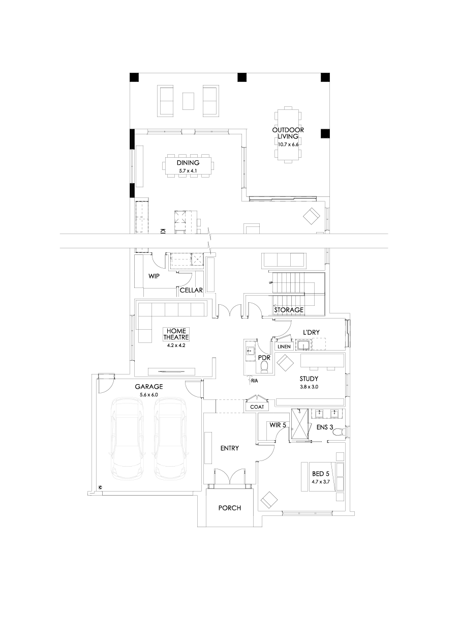 52 Ground Floor Floorplan (Full width outdoor living)
