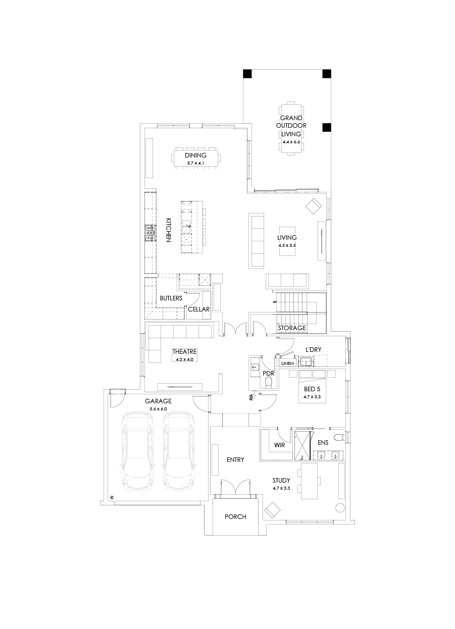 52 Ground Floor Floorplan (Full width outdoor living)