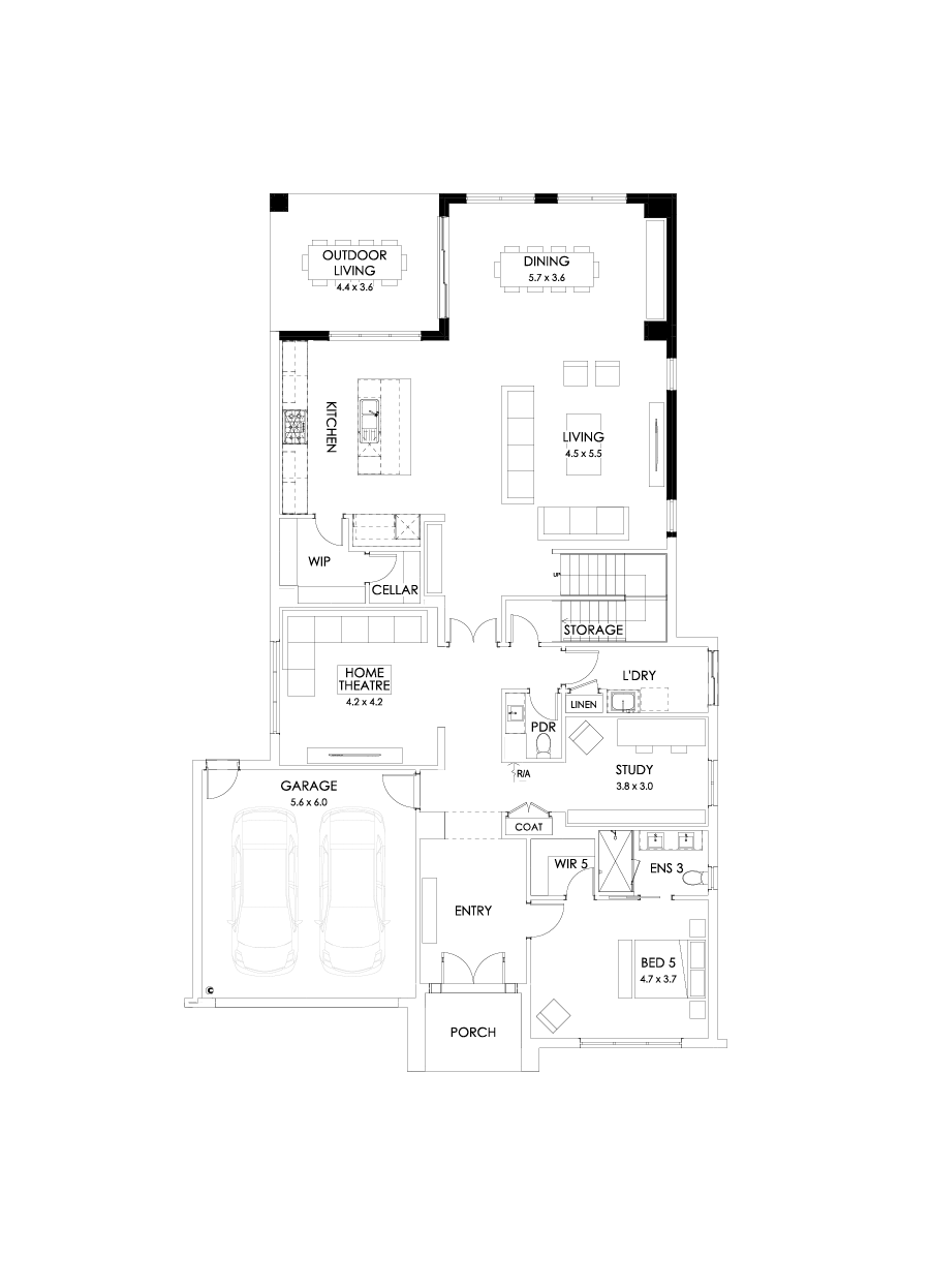 52 Ground Floor Floorplan (Rear flip)
