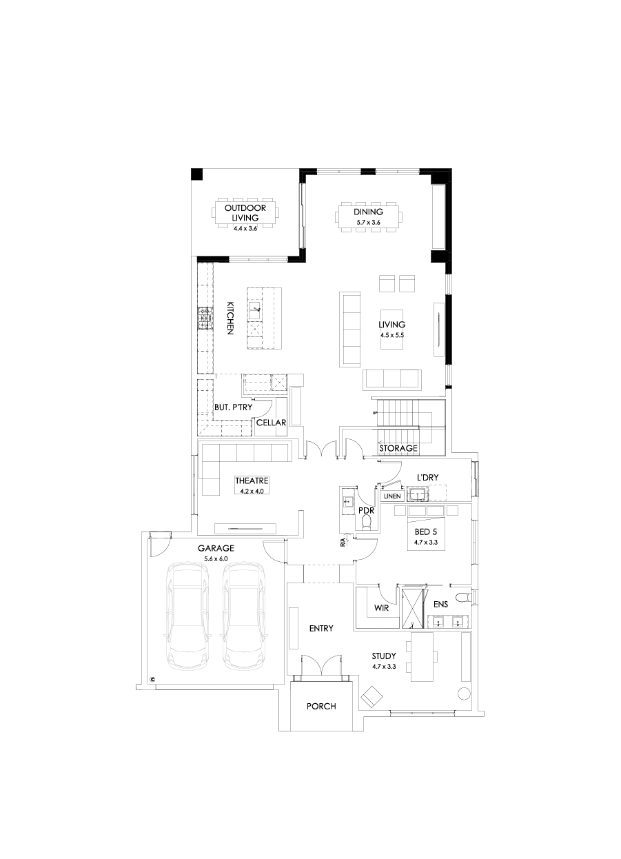 52 Ground Floor Floorplan (Rear flip)