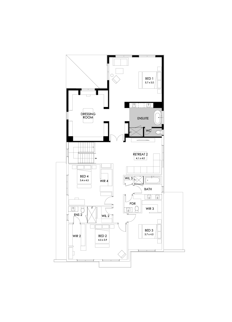 52 First Floor Floorplan (Alternate WIR - Flipped)