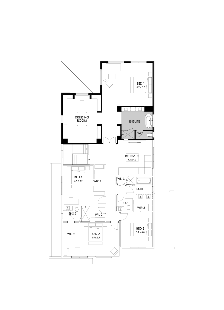 52 First Floor Floorplan (Alternate WIR - Flipped)