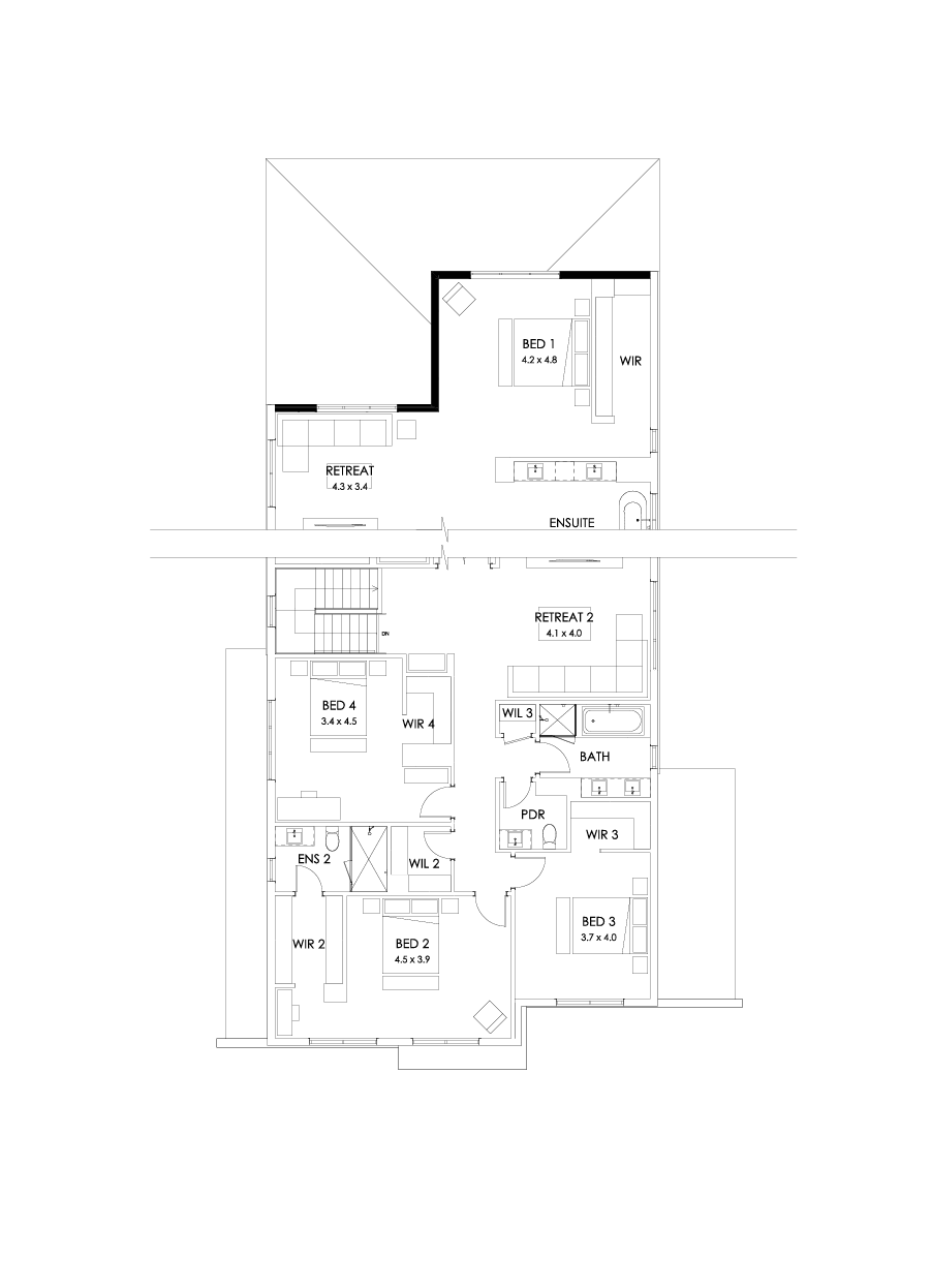 52 First Floor Floorplan (Full width outdoor living - Flipped)