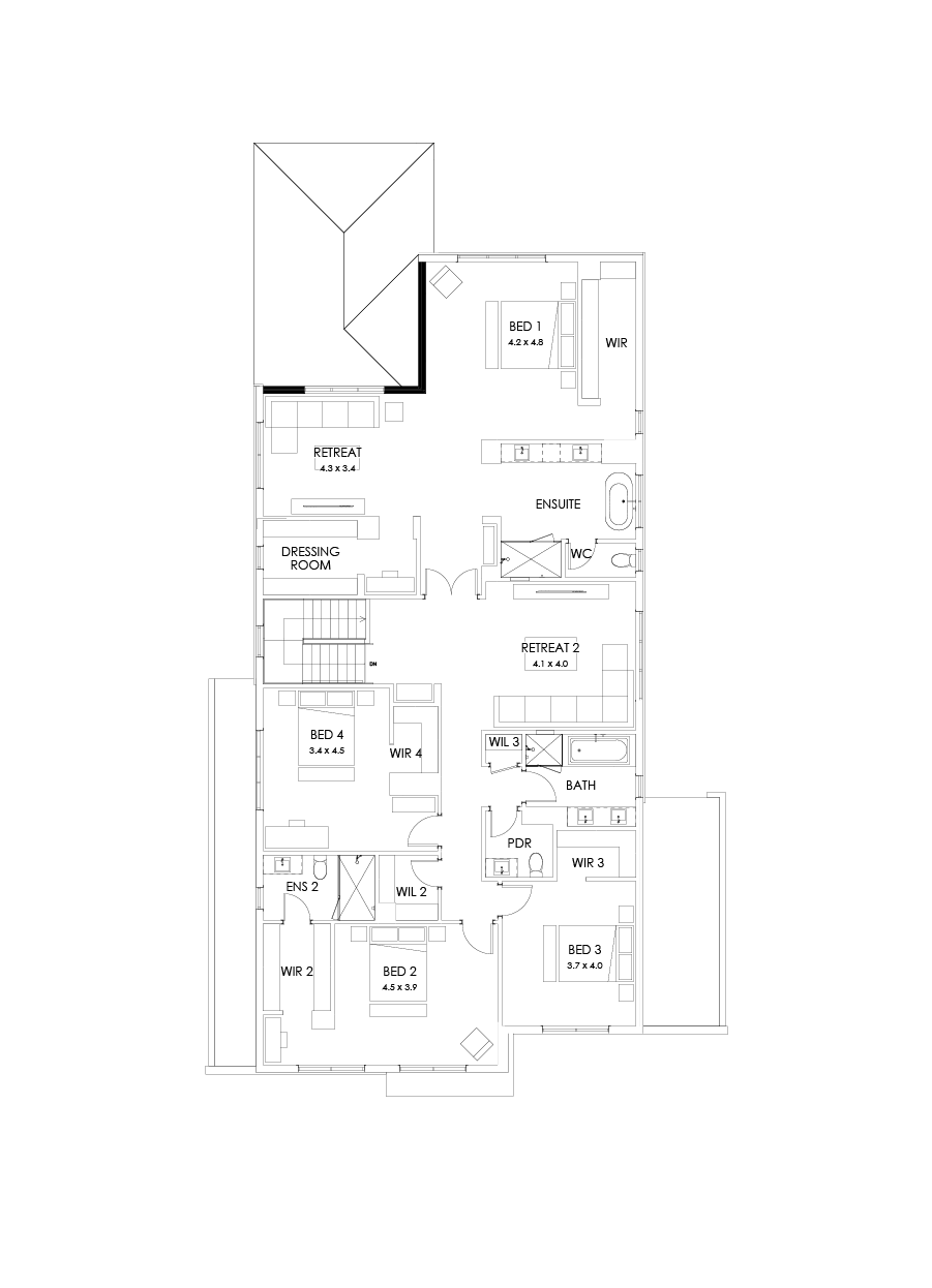 52 First Floor Floorplan (Grand outdoor living - Flipped)