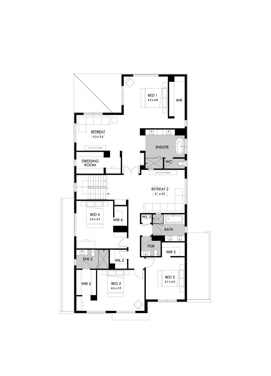 52 First Floor Floorplan (Standard - Flipped)