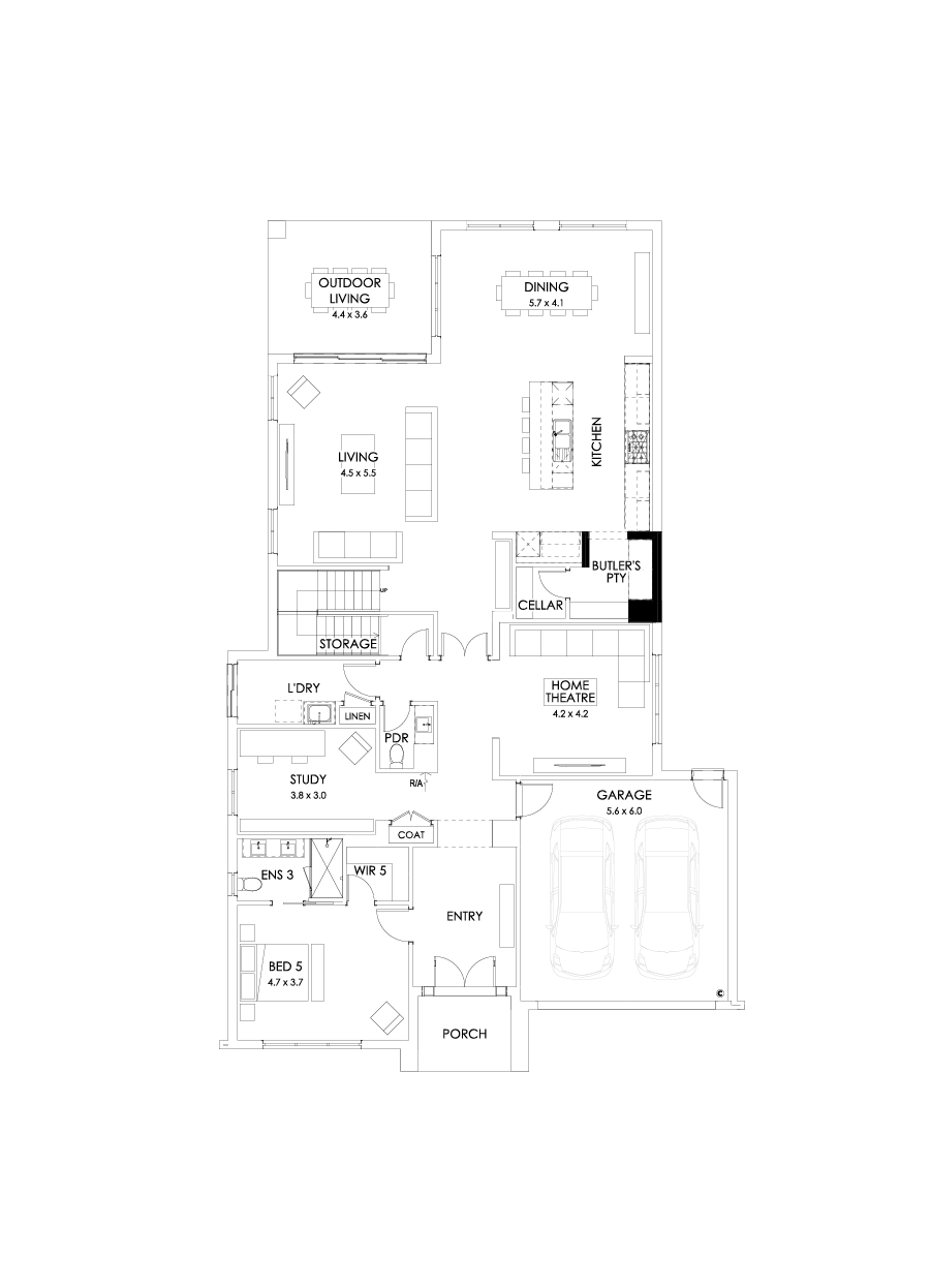 52 Ground Floor Floorplan (Butler's pantry - Included - Flipped)