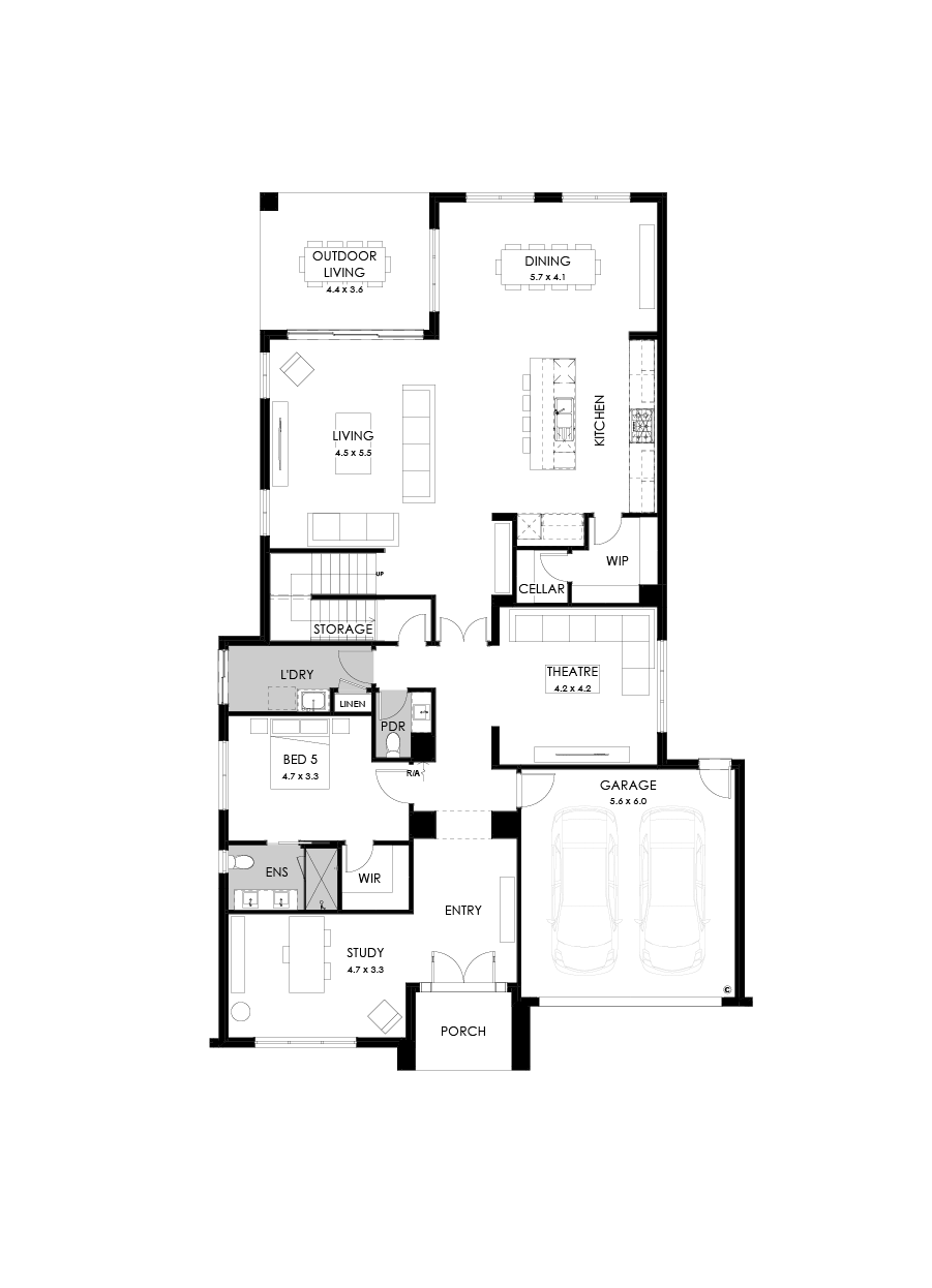 52 Ground Floor Floorplan (Standard - Flipped)