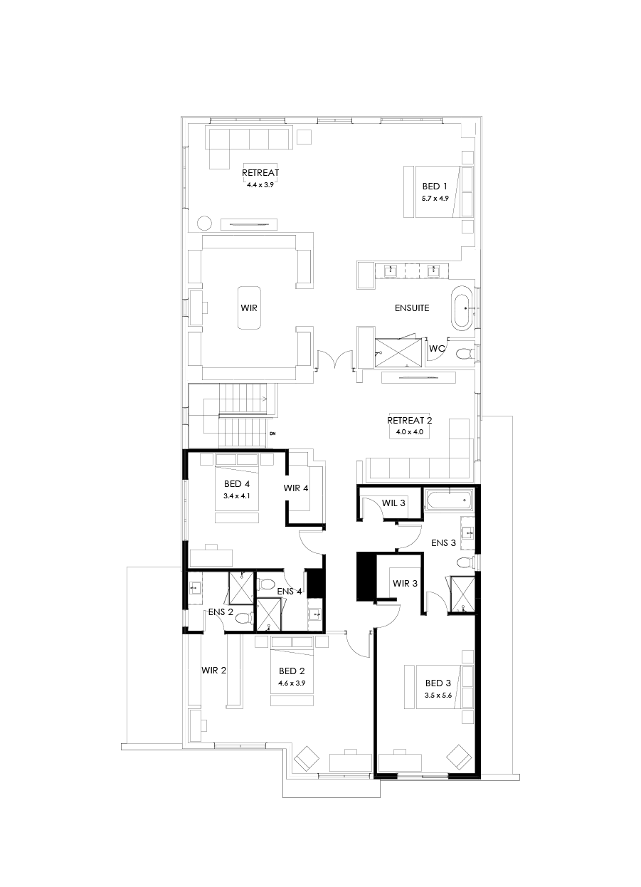 55 First Floor Floorplan (Ensuite to all Bedrooms)