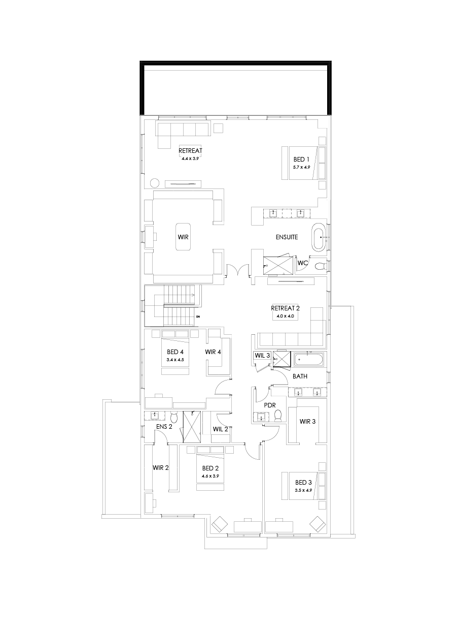 55 First Floor Floorplan (Full width outdoor living)
