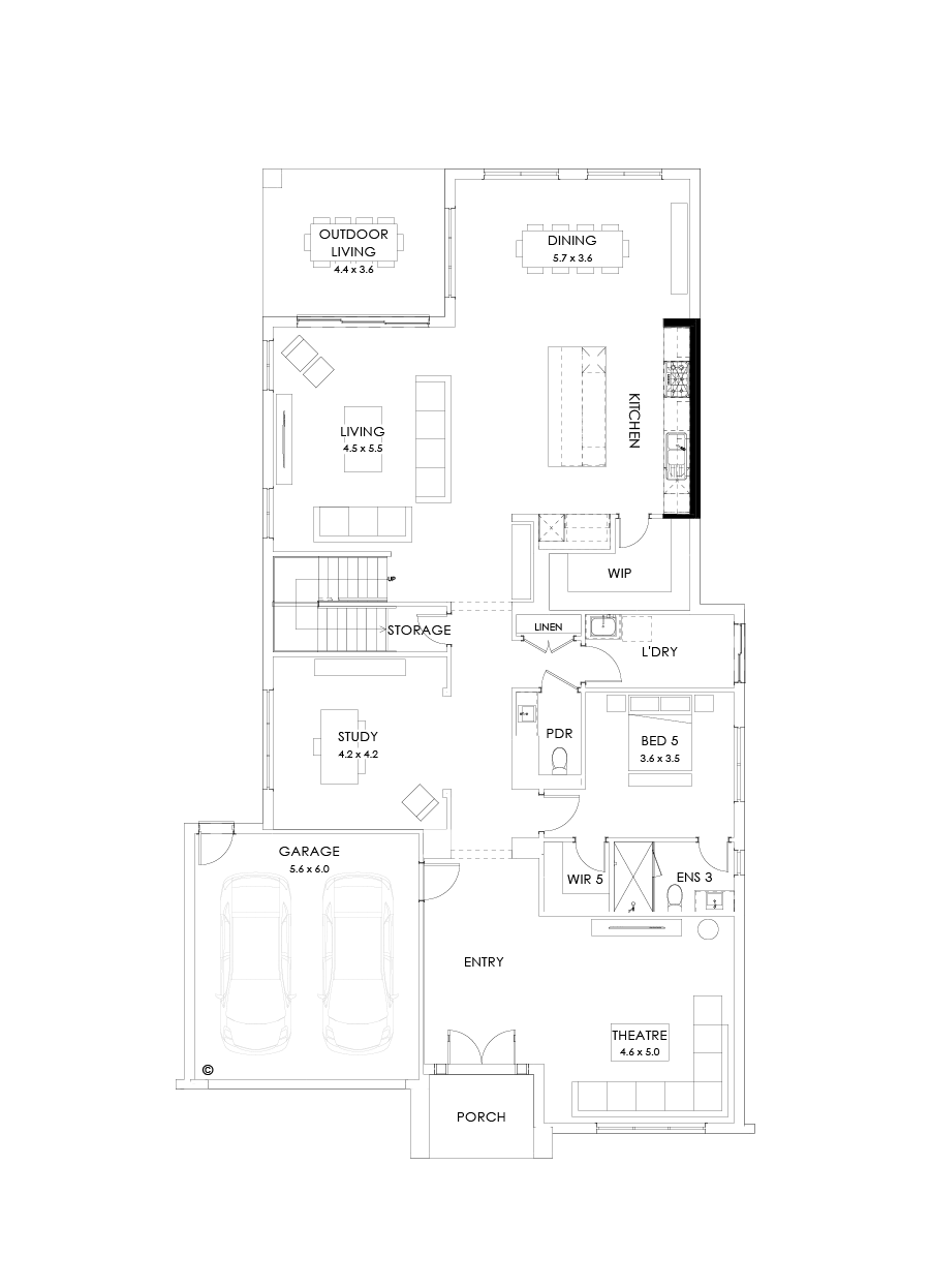 55 Ground Floor Floorplan (Alternate kitchen)