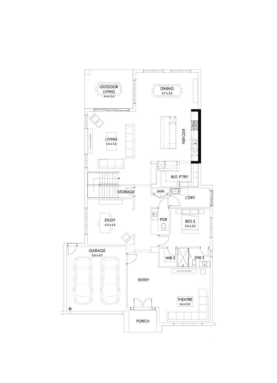 55 Ground Floor Floorplan (Alternate kitchen)