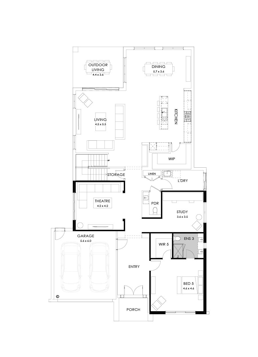 55 Ground Floor Floorplan (Alternate study)