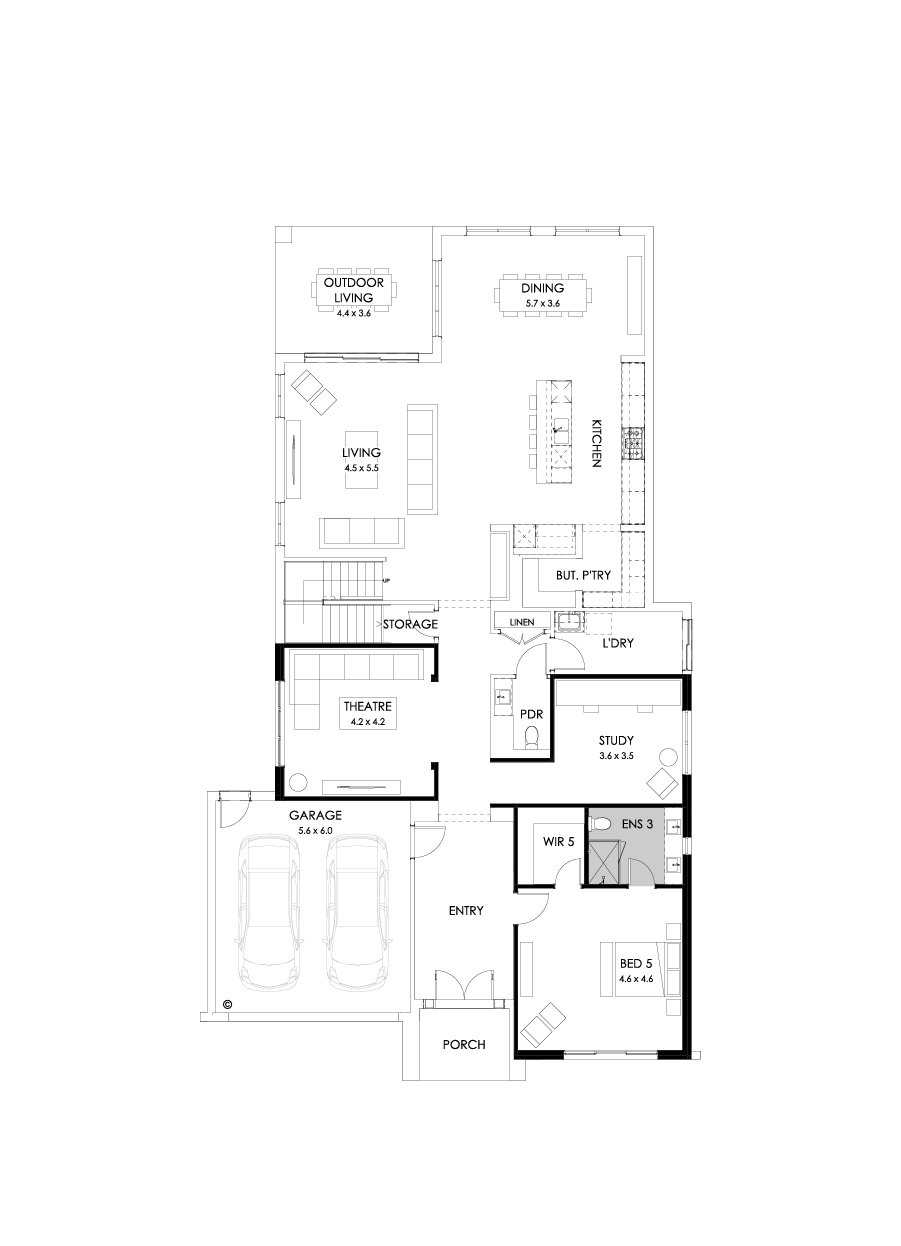 55 Ground Floor Floorplan (Alternate study)