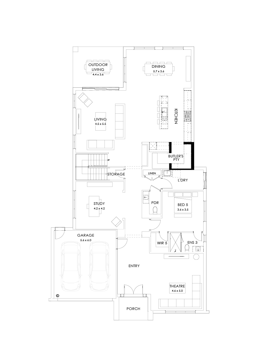 55 Ground Floor Floorplan (Butler's pantry - Included)
