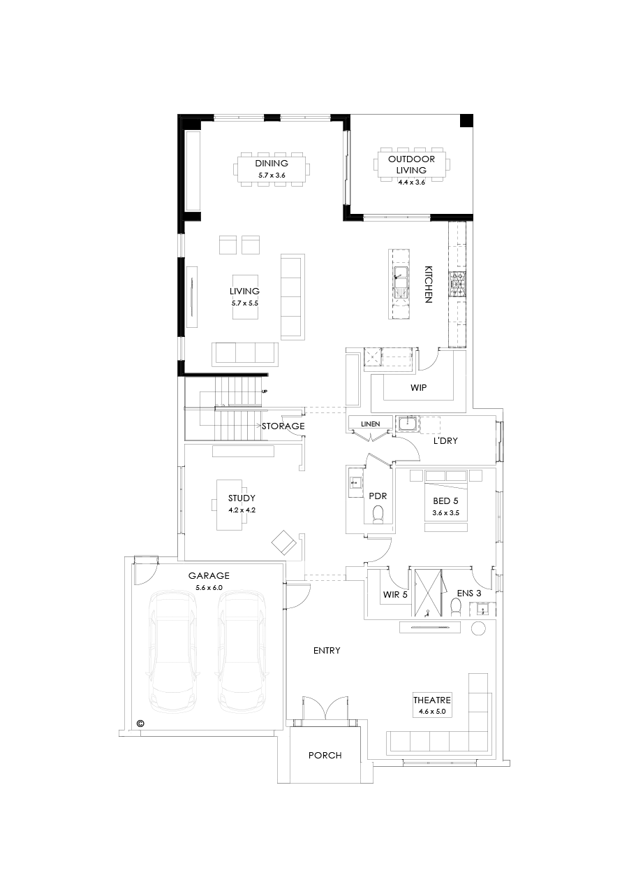55 Ground Floor Floorplan (Rear flip)
