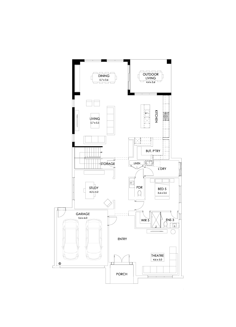 55 Ground Floor Floorplan (Rear flip)